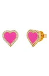 Kate Spade Pavé Heart Stud Earrings In Pink/gold