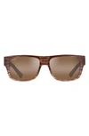 Maui Jim Keahi 56mm Polarizedplus2® Rectangular Sunglasses In Brown