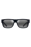 Maui Jim Keahi 56mm Polarizedplus2® Rectangular Sunglasses In Black