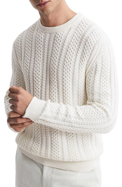 Reiss Arlington - Ecru Slim Fit Wool-cotton Cable Knit Jumper, Xl