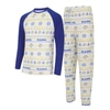 CONCEPTS SPORT CONCEPTS SPORT WHITE/ROYAL LOS ANGELES RAMS TINSEL RAGLAN LONG SLEEVE T-SHIRT & PANTS SLEEP SET