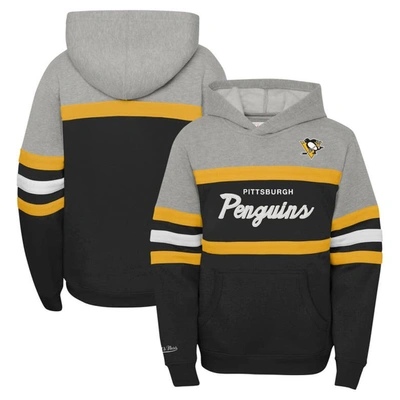 MITCHELL & NESS YOUTH MITCHELL & NESS GRAY PITTSBURGH PENGUINS HEAD COACH PULLOVER HOODIE