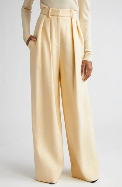 Brandon Maxwell Holland Pleated Wool-blend Pants In Yellow