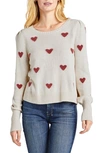 Splendid Annabelle Heart Knit Wool-blend Sweater In Oat Heather
