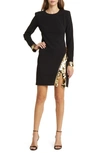 Vince Camuto Long Sleeve Sequin Jersey Minidress In Black