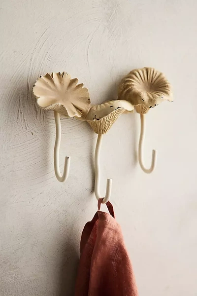 Terrain Triple Mushroom Iron Hook Rack In Beige