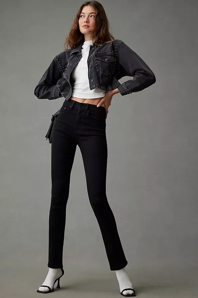 Unpublished Ella High-rise Skinny Slit Hem Jeans In Black