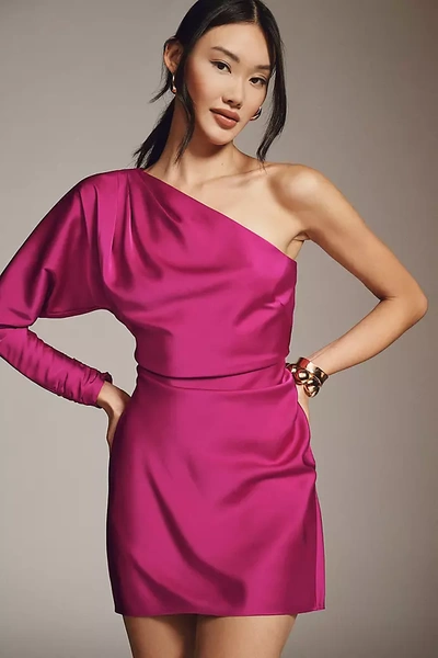 Bhldn Lucy High Shine One-shoulder Mini Dress In Pink