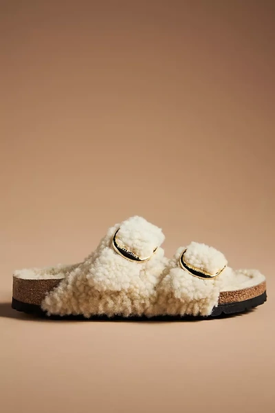 Birkenstock Arizona Big Buckle Faux Fur Sandals In Beige