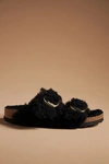 Birkenstock Arizona Big Buckle Faux Fur Sandals In Black
