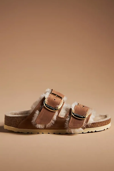 Birkenstock Arizona Big Buckle Genuine Shearling Lined Sandal In Brown