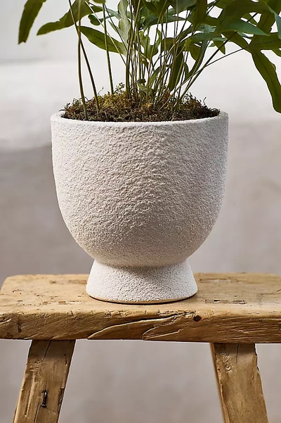 Terrain Urn Foot Ceramic Planter In Gray