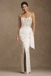 V. CHAPMAN JEANINE STRAPLESS CORSET WRAP GOWN