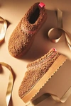 Ugg Tazz Shearling Braided Flatform Slippers In Brown