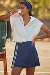 Varley Fulton Short-sleeve Half-zip Cropped Pullover Top In White