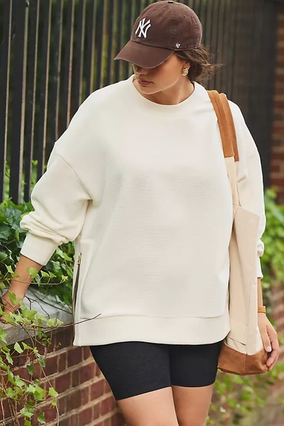 Varley Mae Longline Sweatshirt In White