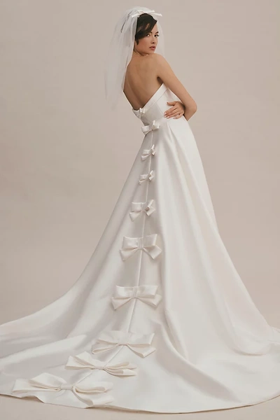 Viktor & Rolf For Bhldn Penelope Strapless Bow-back A-line Wedding Gown In White