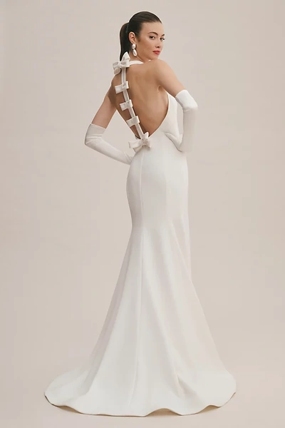 Viktor & Rolf For Bhldn Maisie High-neck Bow-back Wedding Gown In White