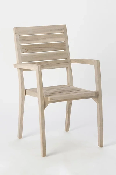 Terrain Vista Slatted Teak Stacking Armchairs, Set Of 2 In Neutral