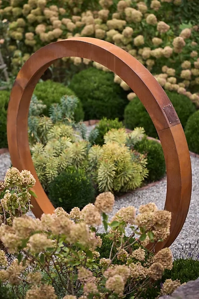 Terrain Weathering Steel Moon Gate In Brown
