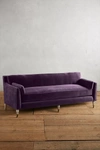 Anthropologie Velvet Leonelle Petite Sofa In Purple