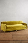 Anthropologie Velvet Leonelle Petite Sofa In Gold
