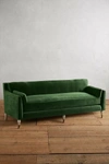 Anthropologie Velvet Leonelle Petite Sofa In Green