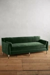 Anthropologie Velvet Leonelle Petite Sofa In Green