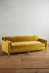 Anthropologie Velvet Leonelle Petite Sofa In Gold