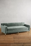 Anthropologie Velvet Leonelle Petite Sofa In Gray