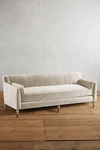 Anthropologie Velvet Leonelle Petite Sofa In Neutral