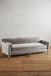 Anthropologie Velvet Leonelle Petite Sofa In Gray