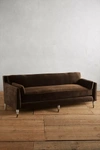 Anthropologie Velvet Leonelle Petite Sofa In Brown