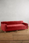 Anthropologie Velvet Leonelle Petite Sofa In Pink