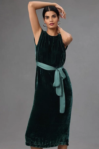 Velvet By Graham & Spencer Sleeveless Velvet Midi Dress In Green