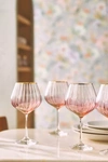 Anthropologie Waterfall Red Wine Glasses, Set Of 4 In Pink