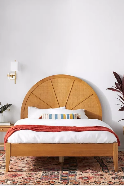 Anthropologie Wallace Cane And Oak Bed In Beige
