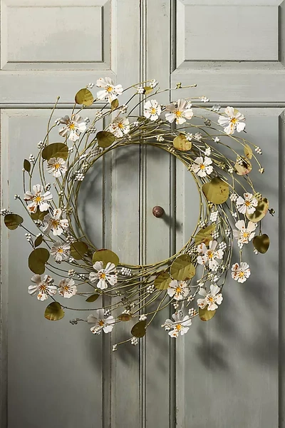 Terrain White Flower + Eucalyptus Iron Wreath In Multi