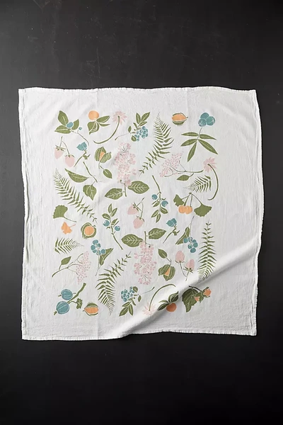 Terrain Wild Berries + Nuts Dish Towel In White