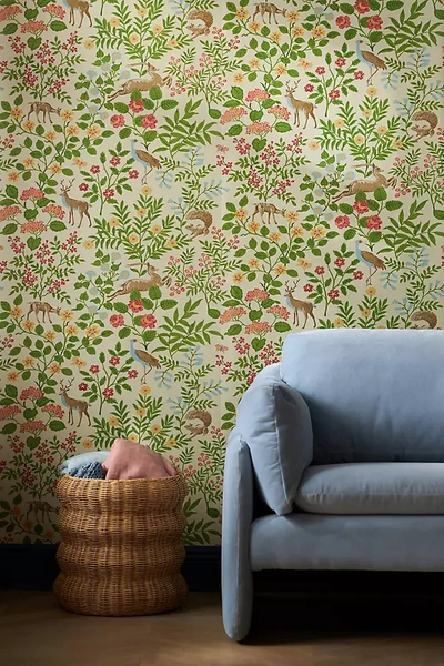 Anthropologie Woodland Floral Peel-and-stick Wallpaper By Ben & Erin Napier In Blue