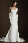 WATTERS WTOO BY WATTERS LAURIE SQUARE-NECK BOW SATIN WEDDING GOWN