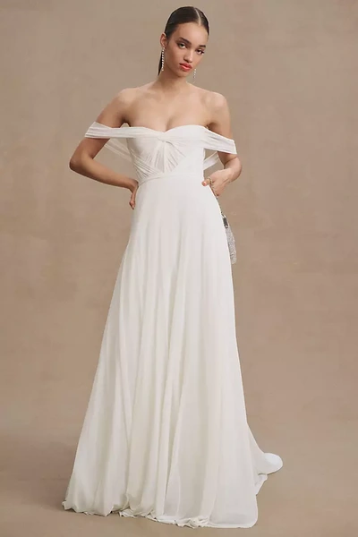 Watters Wtoo By  Cinda Off-the-shoulder Sweetheart A-line Wedding Gown In White