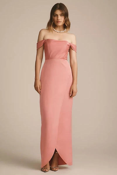 Bhldn Cleo Off-the-shoulder Satin Maxi Dress In Multicolor