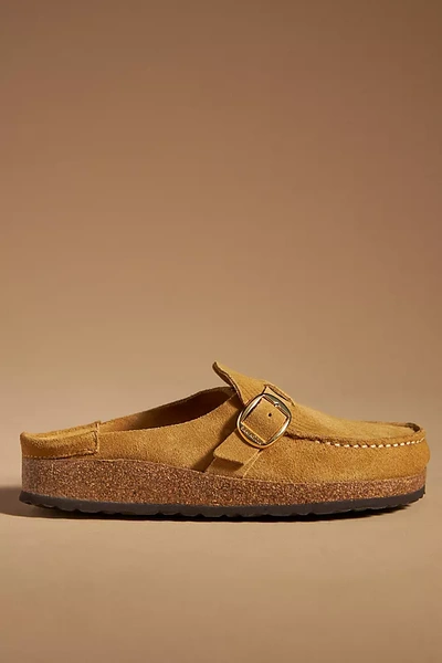 Birkenstock Buckley Suede Clogs In Gray Taupe Suede