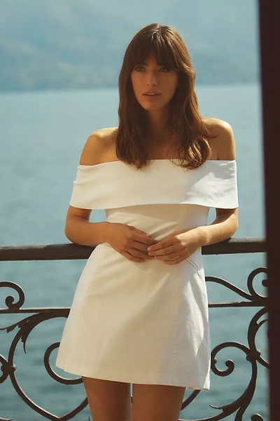 Bhldn Ingrid Off-the-shoulder Mini Dress In White