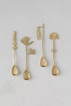Terrain Brass Floral Spoons, Set Of 4