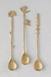 TERRAIN BRASS FLOWER STIRRING SPOONS, SET OF 3