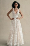 Bronx And Banco Megan V-neck Lace Gown In White