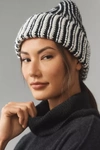 By Anthropologie Chunky Knit Two-tone Beanie In Black