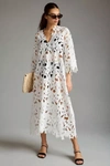 By Anthropologie Floral Eyelet Kaftan In White